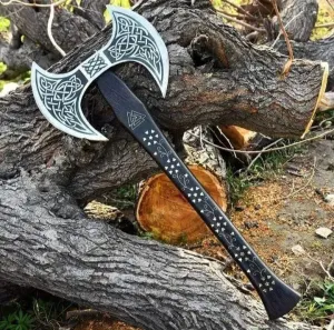 Handmade High Carbon Steel Double Edge Viking Axe - Valhalla Axe with Sheath - Viking Hatchet - Hunting Axe - Wedding Gift - Best Gift for Him - Sword Shop Online by Empire Industry