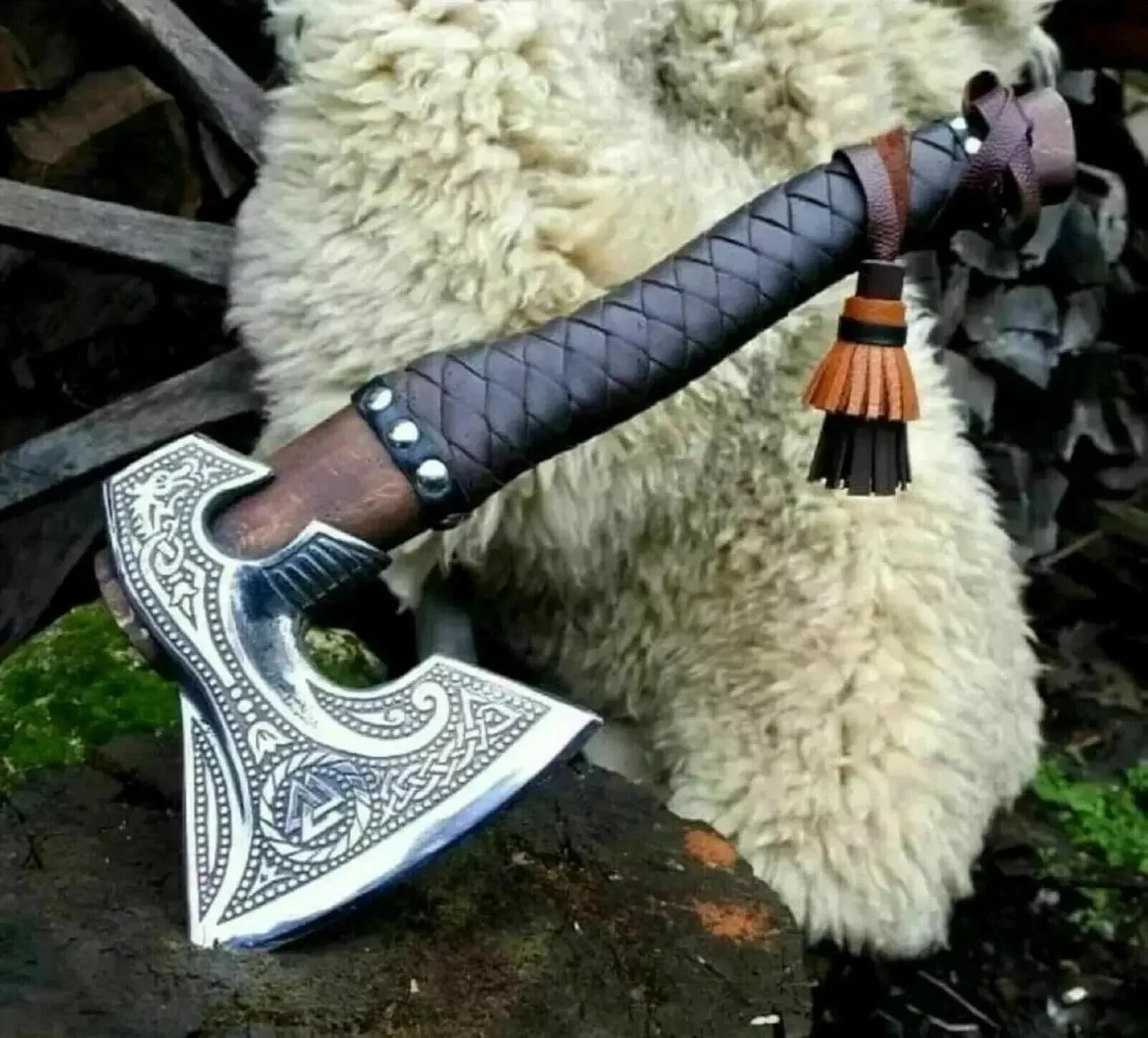 Handmade Viking Axe Hatchet Throwing Axes Chopper Axes Gifts for Men - Wood Working Hand Tool - Viking Gifts - Tomahawk Bearded - Forged High Carbon Steel (Russian Valknut Viking Axes)
