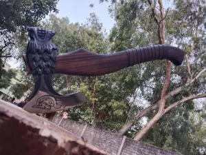 Handmade Viking Axe - Real Blade With Wolf Face Engraving - Outdoor Functional Throwing Hatchet Tomahawk - Viking Gift for Him and Men