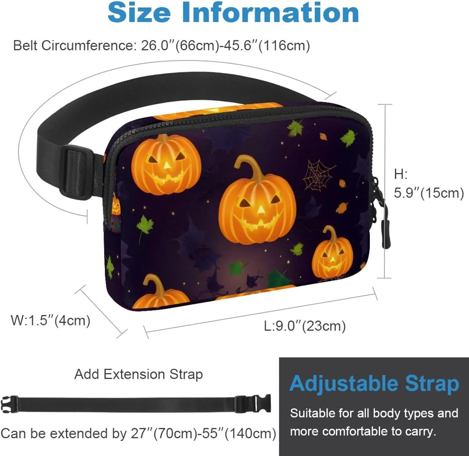 Happy Halloween-314 Belt Bag for Men and Women Fanny Pack,Belt Bag with Adjustable Strap,Fashion Crossbody Everywhere Belt Bag for Travel Outdoors Running Hiking