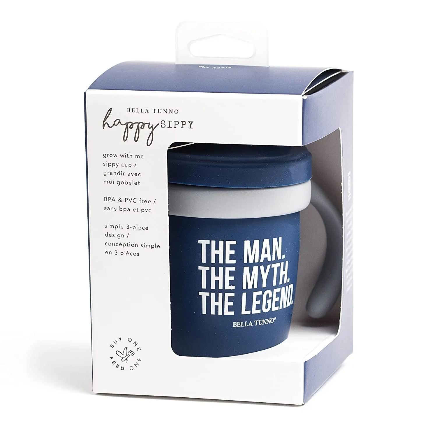Happy Sippy Cup – Transition Sippy Cups for Baby 6 Months and Older, Baby and Toddler Sippy Cups with Removable Handles and Non-Toxic, BPA Free Silicone, The Man, 8 oz