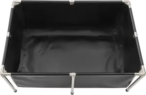Happybuy 126.8-Gallon Black Rectangular Fish Pond - Foldable Above Ground PVC Koi Tank with Stainless Steel Frame & Drain Valve for Aquaculture and Breeding