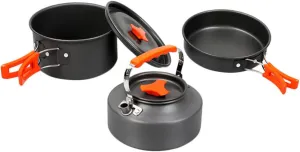Happyyami -one Outdoor Cooking Kit for Hiking and Camping Includes Pot Pan Utensils and Tea Pot Sturdy and Space-Saving for Picnic