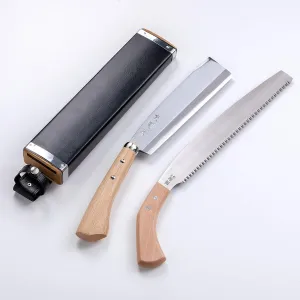 Hatchet 210mm(ABT 8.3") & Saw 240mm(ABT 9.4") Set Aogami Steel, Double Bevel, Handmade by Japanese Craftsmen