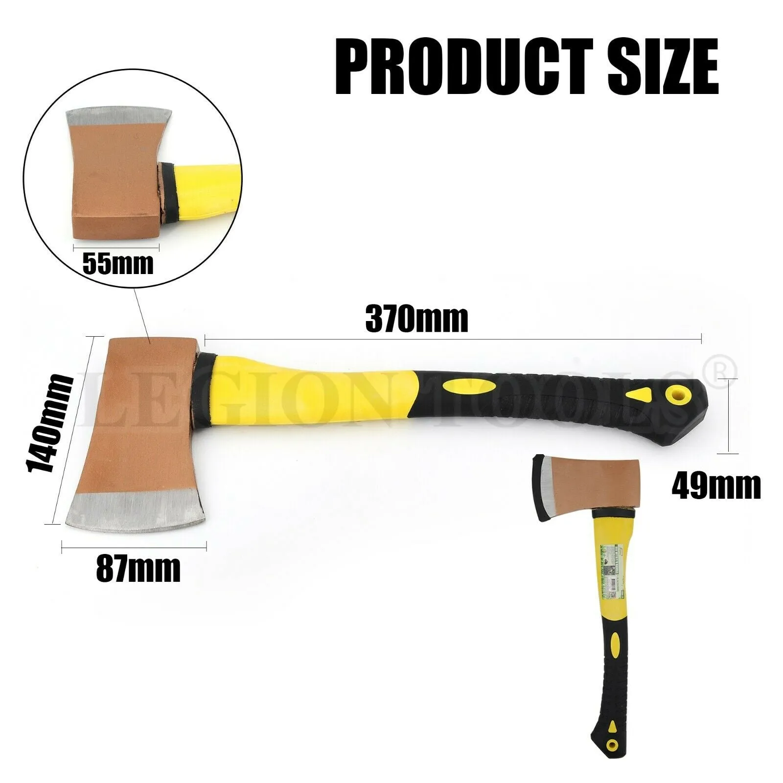Hatchet Black Steel Rubber Handle 370MM