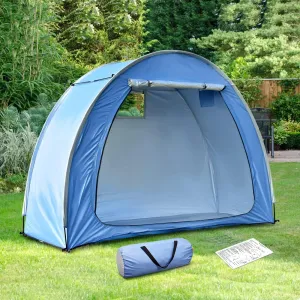 Haze Blue Bike Tent - Silver Coated Outdoor Storage Tent with Window Design, Waterproof for 4 Bikes