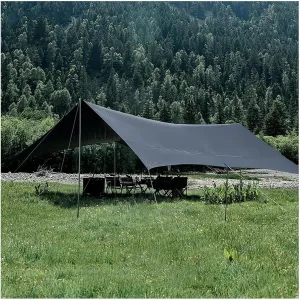 Heavy-Camping Tarp,Portable Camping Shelter, with 4 Poles Backpacking Tarp Ultralight Hammock Rain Fly Tent Tarp 470cm X 490cm Outdoor Tent