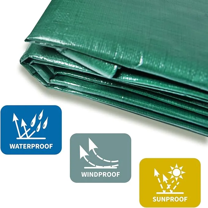 Heavy Duty 10 Mil Tarp Cover Waterproof UV Resistant Tarpaulin Used for Outdoor, Hunting, Camping, Backpacking, Canopy Tent, Ground Tarp, Cover Boat, Motorcycles, Roofs, Wood
