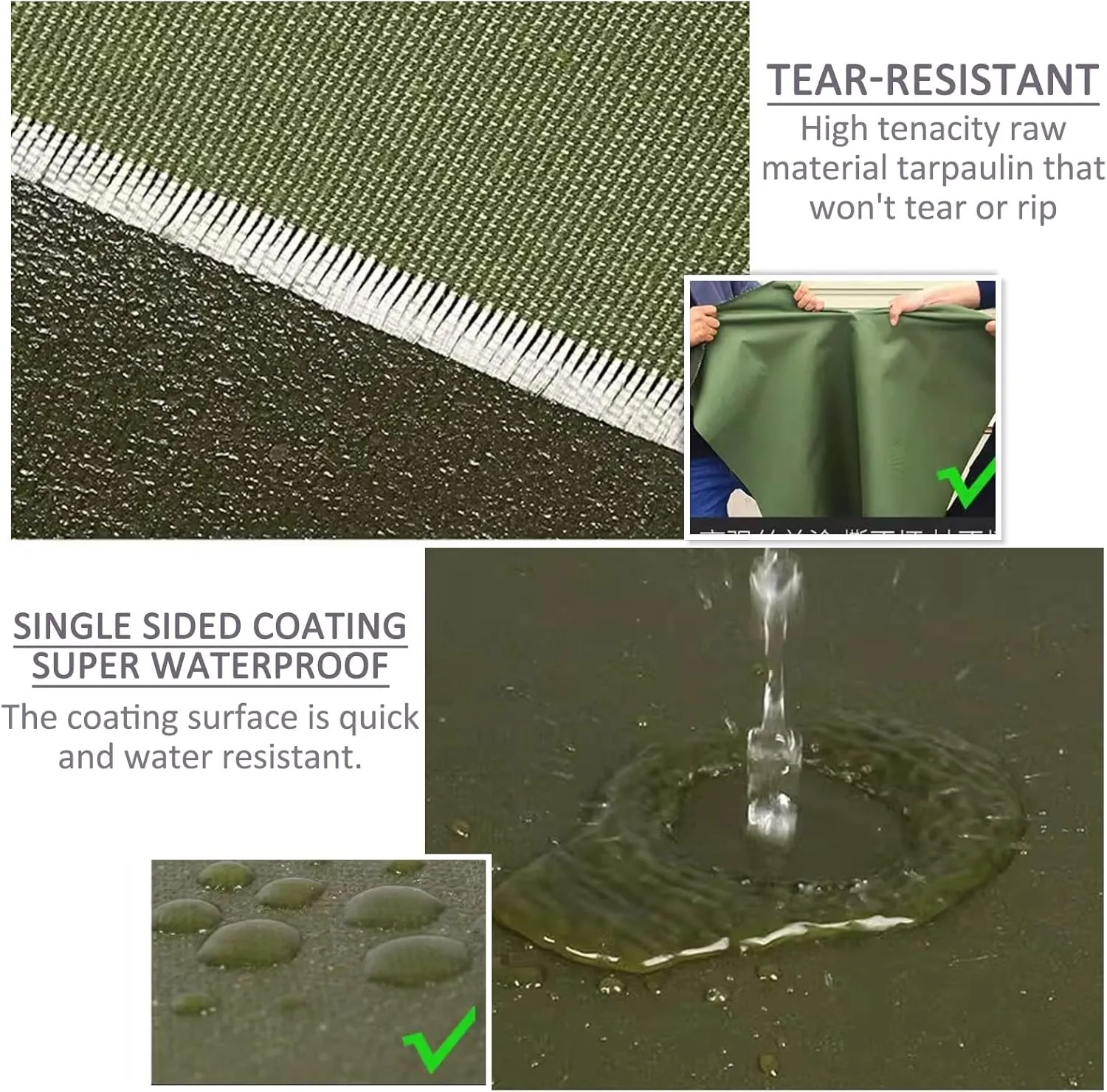 Heavy Duty Tarps Waterproof 3x10 Feet, Pool CanvasTarp Cover, Tarp UV Resistant, Rip & Tear Proof with Metal Grommets, Green Blue Tarp Multipurpose Use for Camping, Tent, Boat
