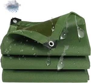 Heavy Duty Tarps Waterproof 3x10 Feet, Pool CanvasTarp Cover, Tarp UV Resistant, Rip & Tear Proof with Metal Grommets, Green Blue Tarp Multipurpose Use for Camping, Tent, Boat