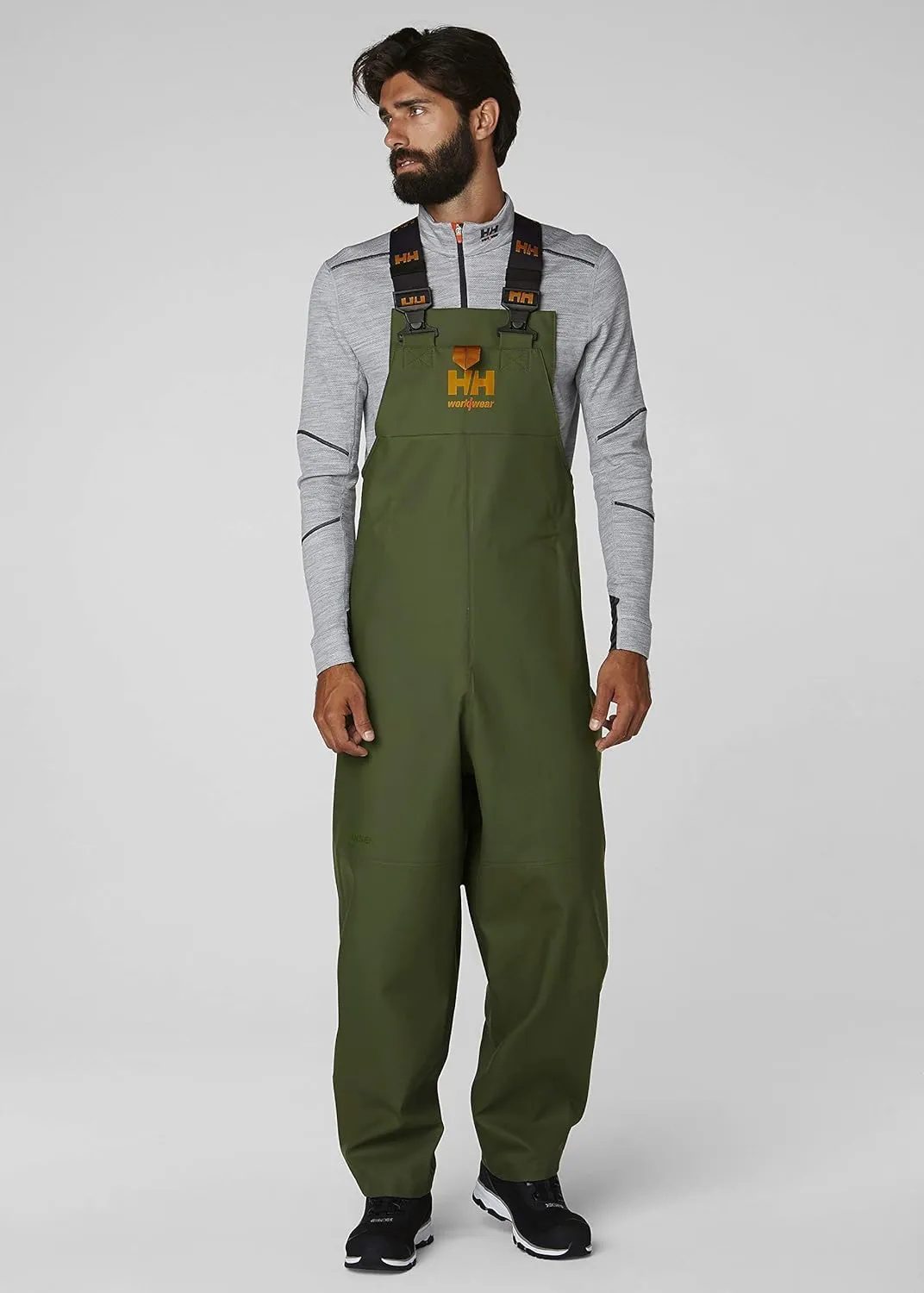 Helly-Hansen Workwear Storm Waterproof Bib Pants for Men Made from Heavy-Duty Breathable PVC-Coated Polyester for Mobility