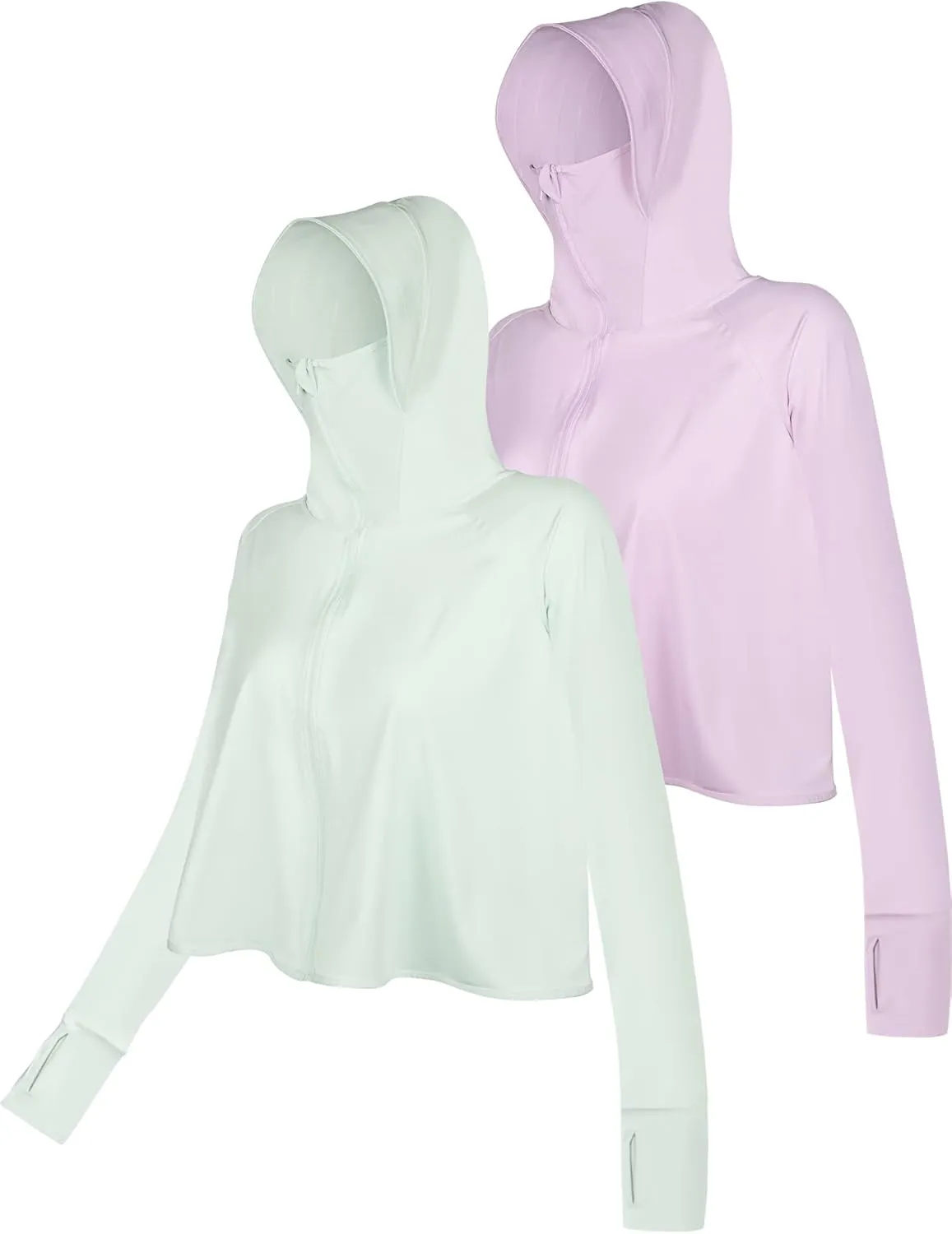 Hercicy 2 Pcs UV Protection Clothing Sun Protection Hoodie Jacket Full Zip UV Block Clothing for Women