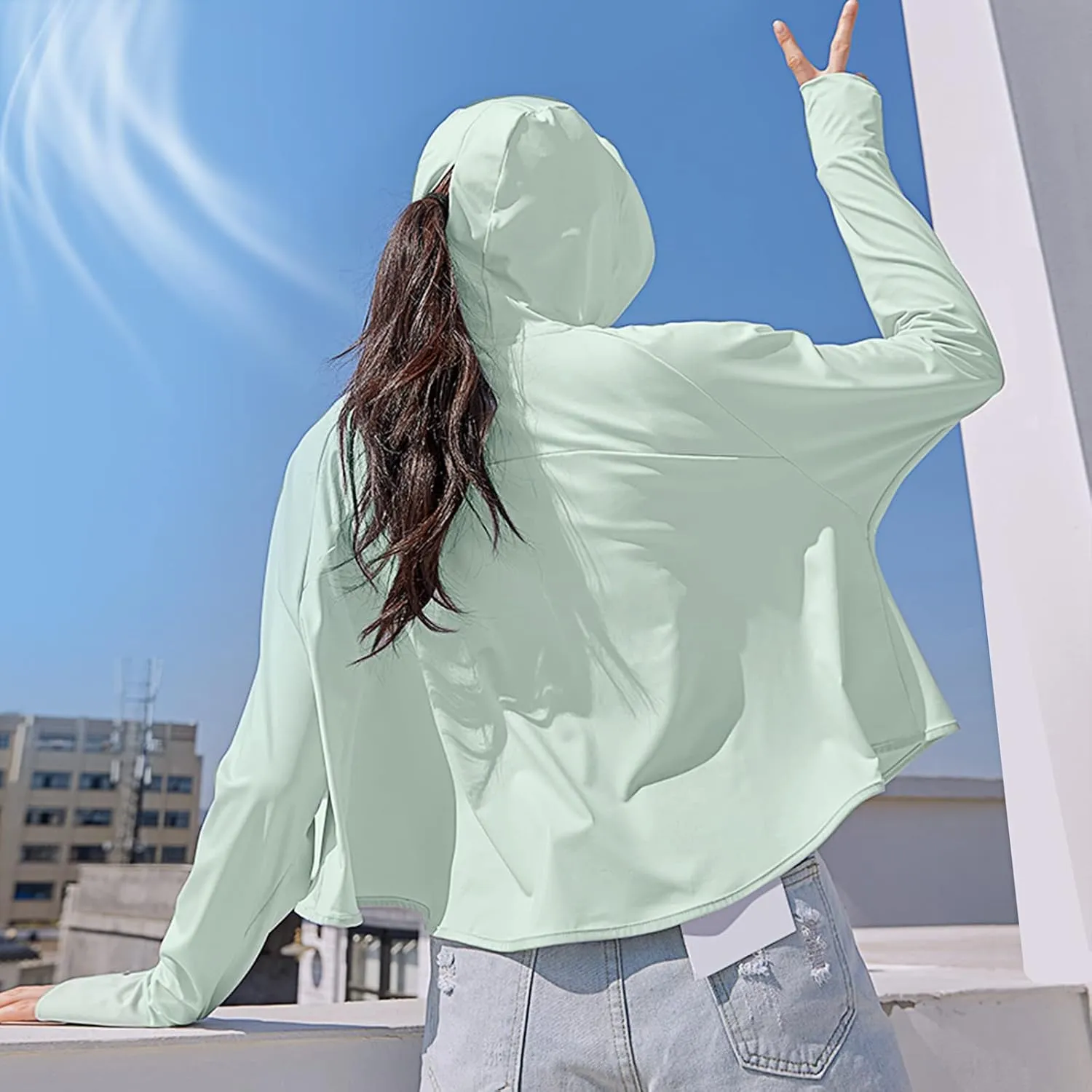 Hercicy 2 Pcs UV Protection Clothing Sun Protection Hoodie Jacket Full Zip UV Block Clothing for Women