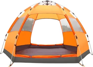 Hexagonal Double-Layer Camping Tent for 4-6 People, Waterproof, Portable for Hiking, Traveling, Outdoor Adventures