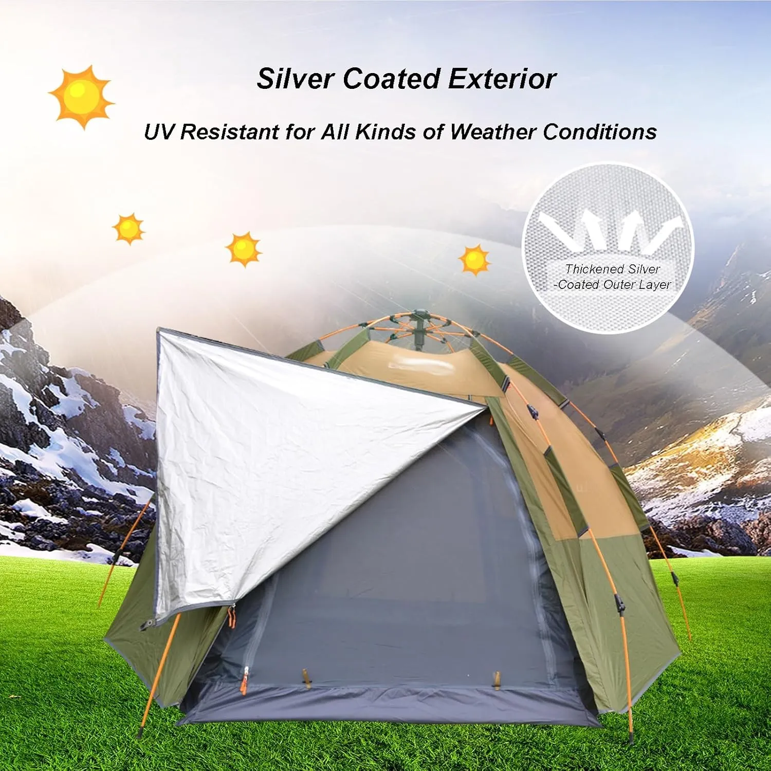 Hexagonal Tent 5-8 Person Outdoor Automatic Camping Tent Quick Set Up Folding Portable Thickened Field Camping Pop Up Dome Family Tent for Camping,Hiking,Traveling