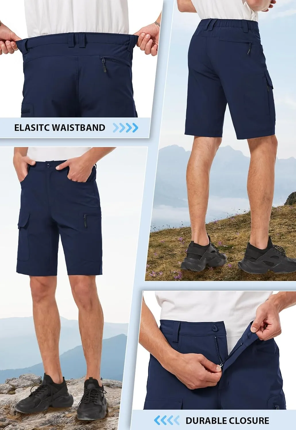 Hiauspor Men's Hiking Cargo Shorts 9"/10" Quick Dry Lightweight Waterproof for Golf Tactical Fishing Casual with 6 Pockets