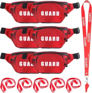 Hiboom 36 Pcs Guard Costume Supplies Guard Fanny Pack with Whistle Lanyard First Aid Hip Pack Whistle with Lanyard Adjustable Strap Zipper Pouch Red Emergency Equipment Set