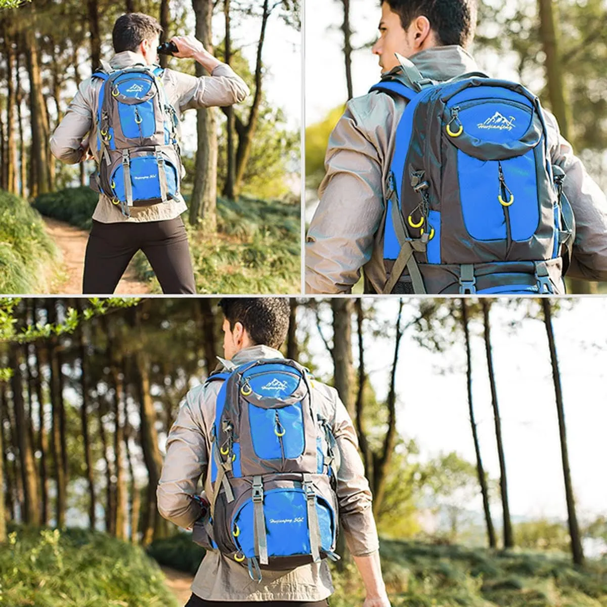 Hiking Backpack 50L Climbing Camping Backpack Large Rucksack for Trekking Travel Outdoor Sport(Blue)