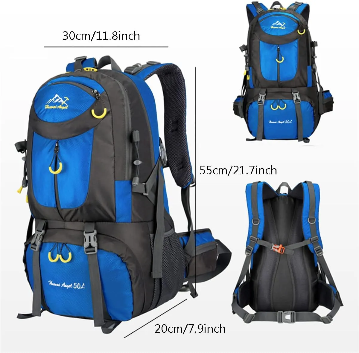 Hiking Backpack 50L Climbing Camping Backpack Large Rucksack for Trekking Travel Outdoor Sport(Blue)