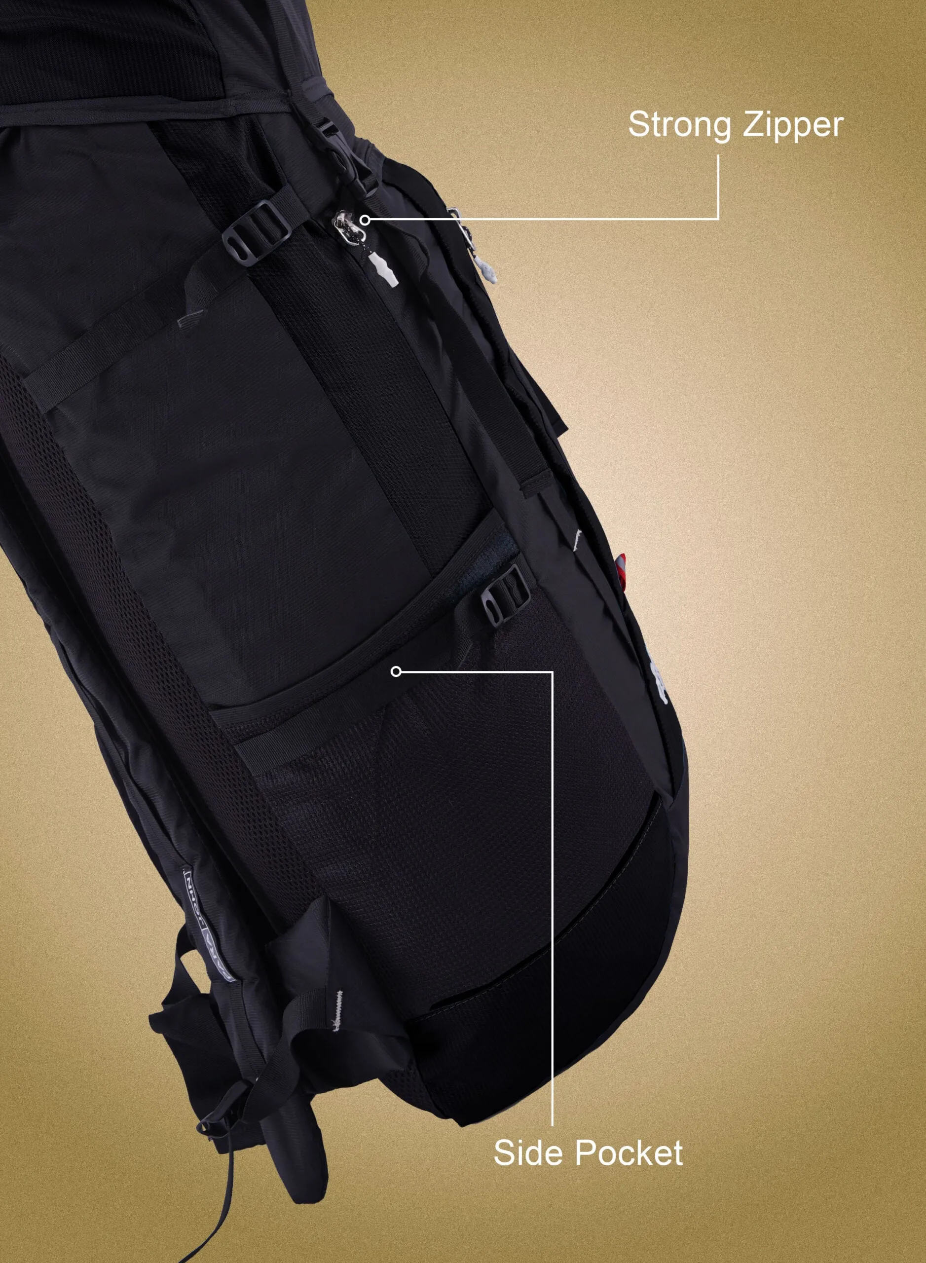 Hiking Backpack Mountain Bag for Camping Trekking Daypack Gear -  BLACK