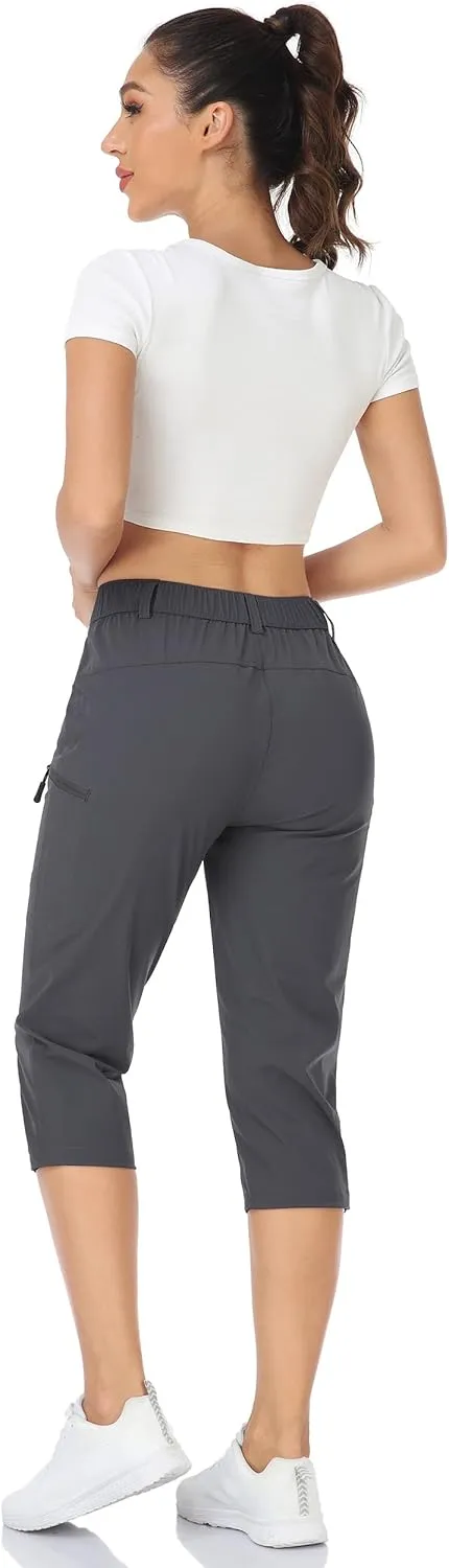 Hiking Pants for Women Lightweight Outdoor Cargo Capri for Athletic Casual with UPF 50 Quick Dry Zip Pockets