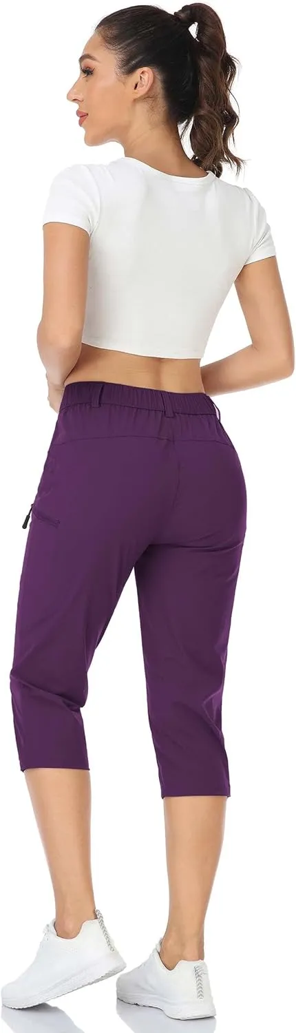 Hiking Pants for Women Lightweight Outdoor Cargo Capri for Athletic Casual with UPF 50 Quick Dry Zip Pockets