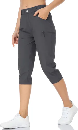 Hiking Pants for Women Lightweight Outdoor Cargo Capri for Athletic Casual with UPF 50 Quick Dry Zip Pockets