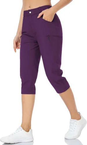 Hiking Pants for Women Lightweight Outdoor Cargo Capri for Athletic Casual with UPF 50 Quick Dry Zip Pockets