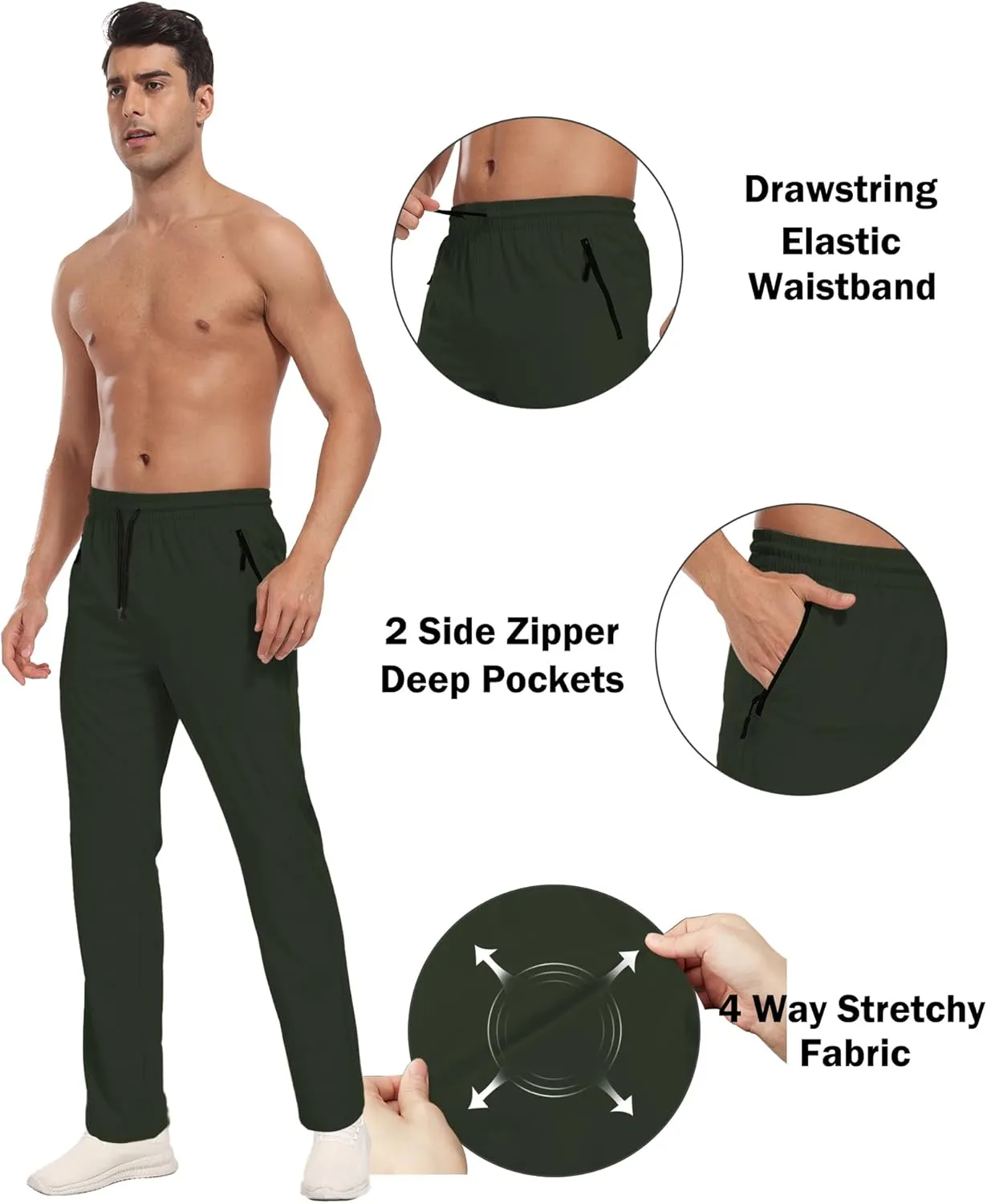 Hiking Pants Men Cargo Pants Water Resistant Lightweight Work Casual Pants Joggers with Zipper Pockets Outdoor HH24019M