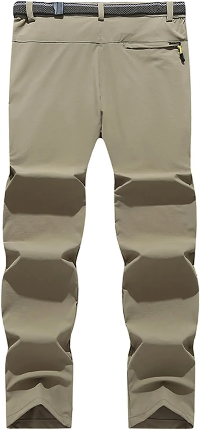 Hiking Pants Men with Belt 5 Zipper Pockets Waterproof Lightweight Quick Dry Travel Fishing Work Outdoor Pant Stretchy