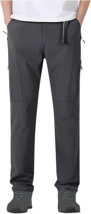 Hiking Pants Men with Belt 5 Zipper Pockets Waterproof Lightweight Quick Dry Travel Fishing Workout Pant Stretch Active