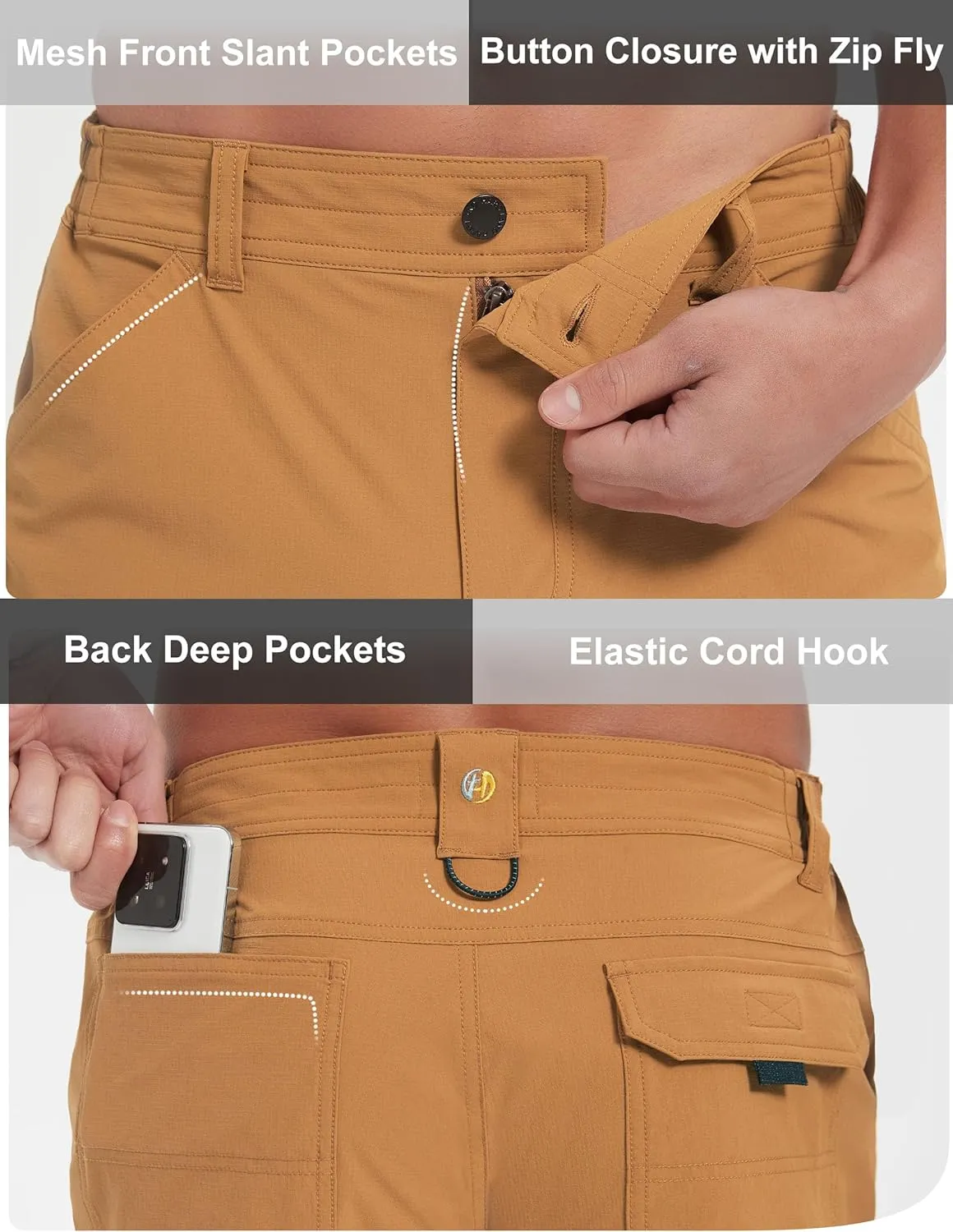 Hiking Shorts Men Cargo Quick Dry Lightweight Stretch Tactical Shorts for Fishing Travel Casual with Multi Pockets