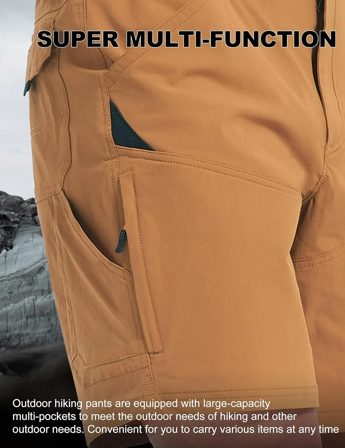 Hiking Shorts Men Cargo Quick Dry Lightweight Stretch Tactical Shorts for Fishing Travel Casual with Multi Pockets