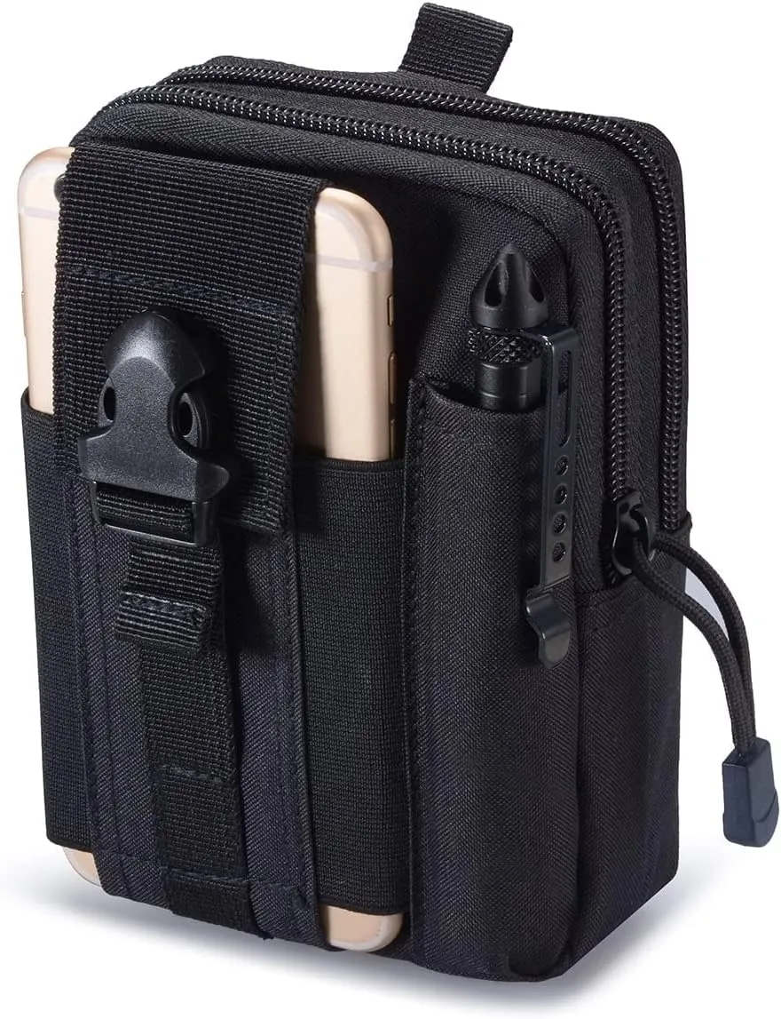 Hiking Tactical Utility Belt Pouch, Outdoor Waist Pack, Pocket Organiser Bag with Cell Phone Holster for Outdoor, Sports, Cycling