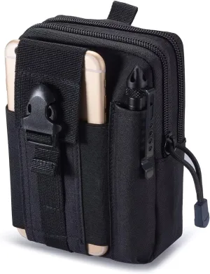Hiking Tactical Utility Belt Pouch, Outdoor Waist Pack, Pocket Organiser Bag with Cell Phone Holster for Outdoor, Sports, Cycling
