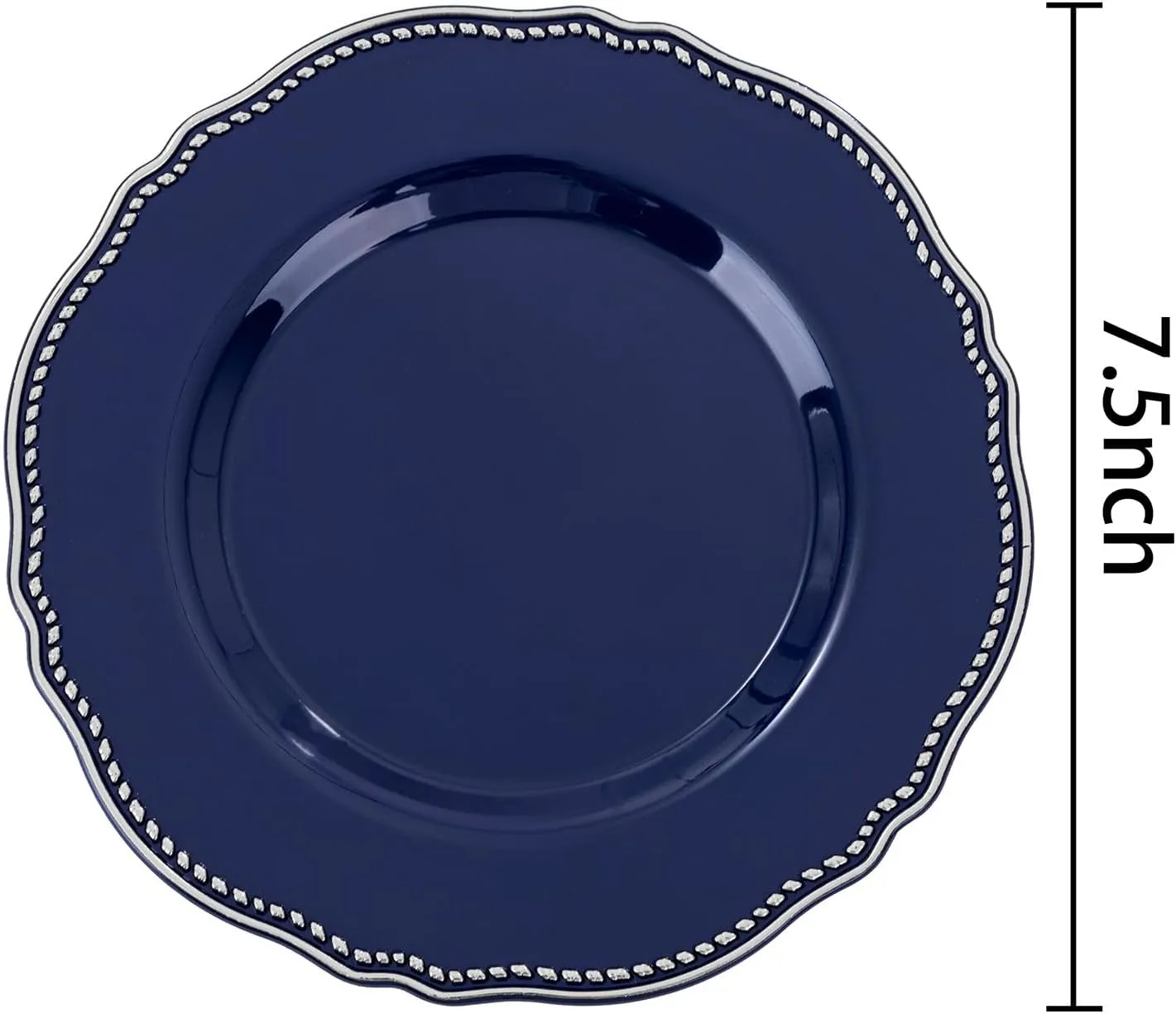 Hioasis 60pcs Blue Plastic Plates - Blue and Silver Disposable Plates, 7.5 inch Plastic Dessert Plates, Perfect for Wedding & Party & Holiday & Father's Day