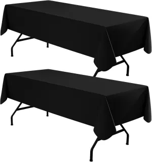 homing 2 Pack Rectangle Vinyl Tablecloth, Waterproof Spillproof Plastic Flannel Backed Table Cloth, Wipe Clean Table Cover for Dining Table, Buffet Parties and Camping (Black, 60" x 84")