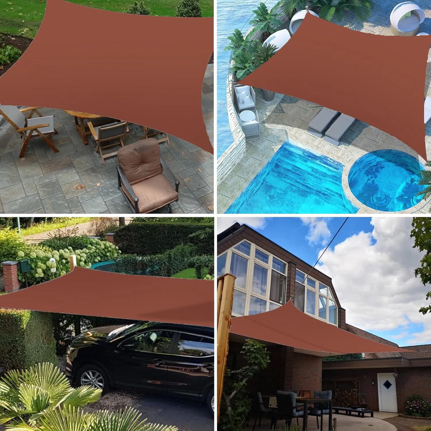 HOMPER 10'x13' Waterproof Sun Shade Sails Canopy Effectively 95% UV Block, Oxford Fabric, for Patio, Balconies, Lawn Garden, Party, Outdoor Activities