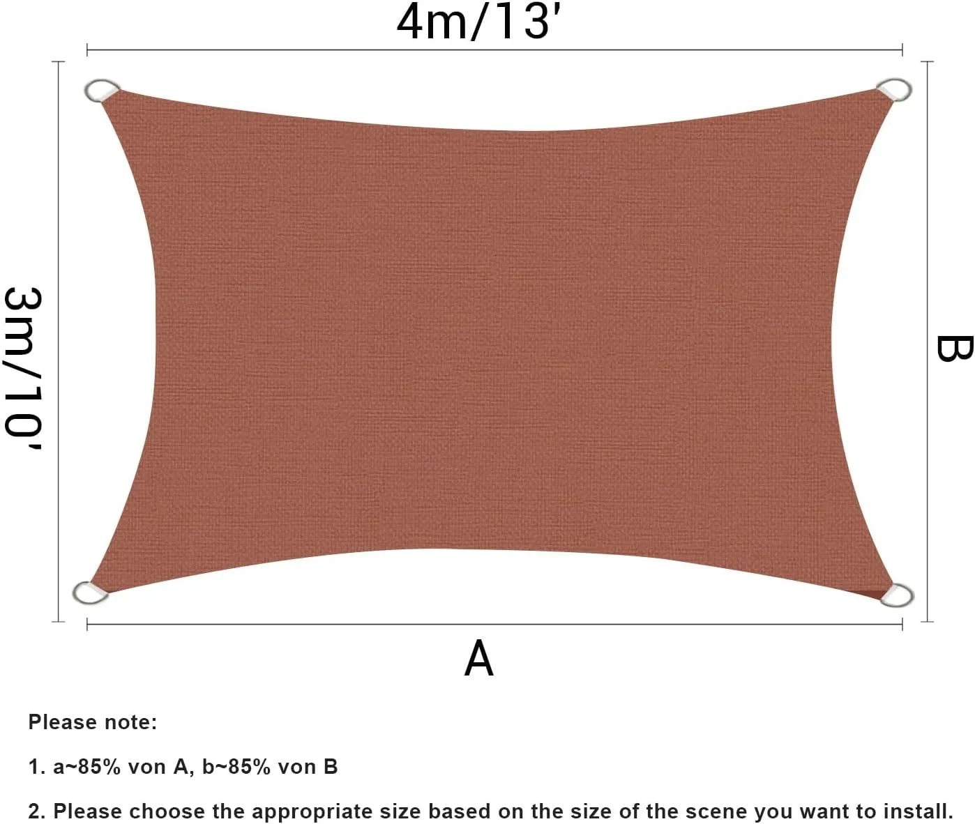 HOMPER 10'x13' Waterproof Sun Shade Sails Canopy Effectively 95% UV Block, Oxford Fabric, for Patio, Balconies, Lawn Garden, Party, Outdoor Activities