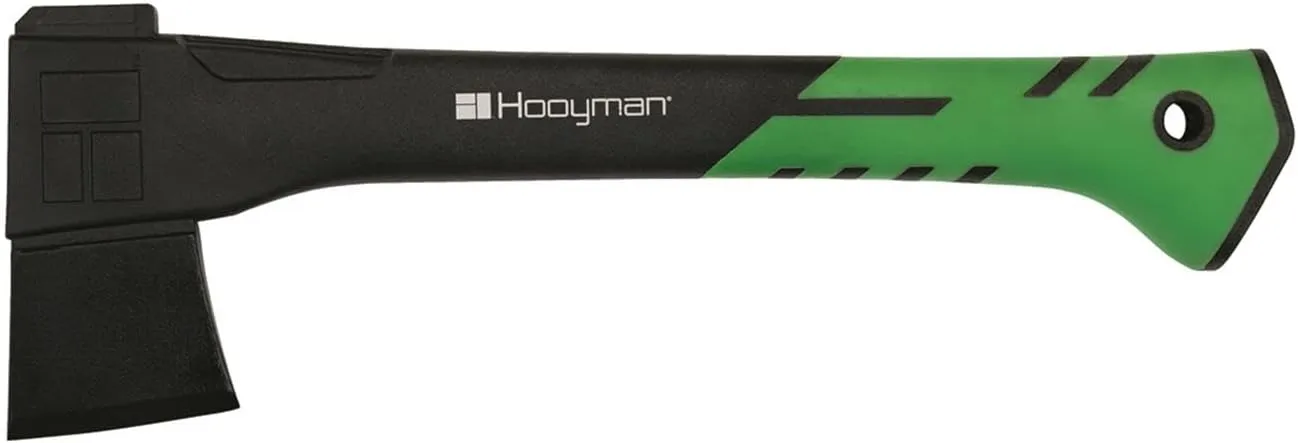 Hooyman Large and Small Hatchet with Heavy Duty Construction, V Grind Blade, Ergonomic No-Slip H-Grip Handle, Reinforced Fiberglass Core, and Safety Sheath for Camping, Hunting, Gardening, and Outdoor
