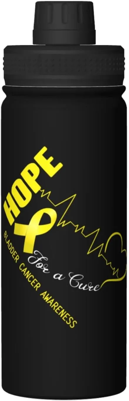 Hope For A Cure Bladder Cancer Awareness Water Bottle 18 Oz Stainless Steel Water Bottles Leak Proof Outdoor Sports Insulated Water Bottle Funny Bottle Water