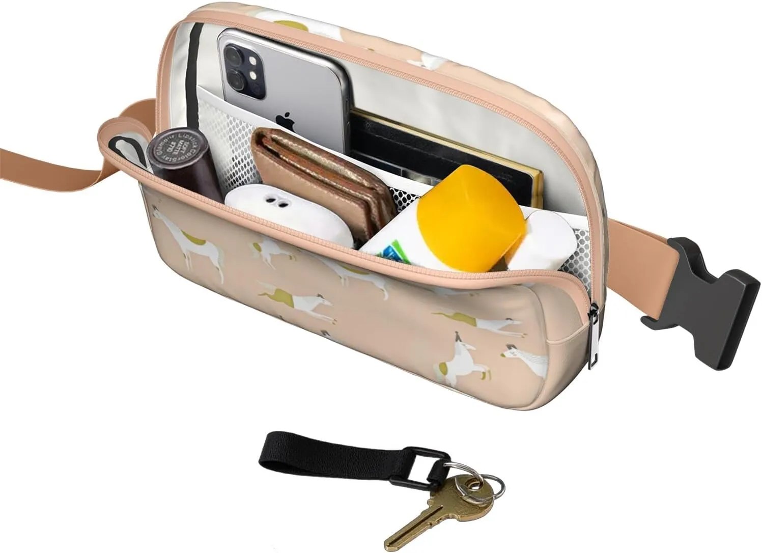 Horse Mini Belt Bag for Men Women Pony Floral Waist Packs Crossbody Bags Adjustable Strap for Hiking Cycling Sports