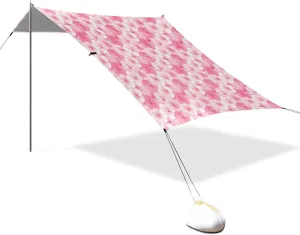 Hot Pink Flower Beach Cabana Tent UPF50  Easy Setup Large Portable Sun Shelter with Sand Pockets for Camping Trips, Fishing, Backyard Fun or Picnics