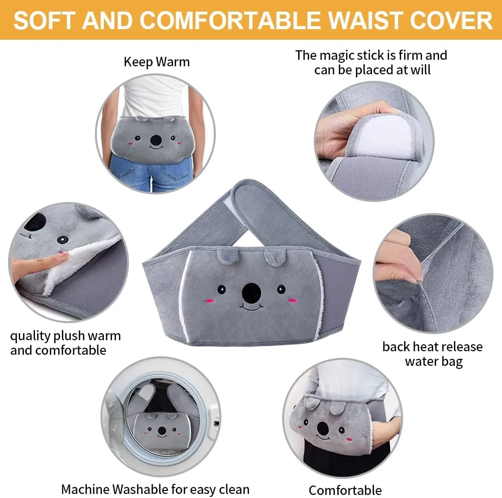 Hot Water Bag, Hot Water Bottle wtih Cover, 1L Rubber Warm Hot Water Bottles Pouch with 130cm Long Soft Waist Cover for Neck, Shoulder, Back, Hand, Legs and Period Pain Relief