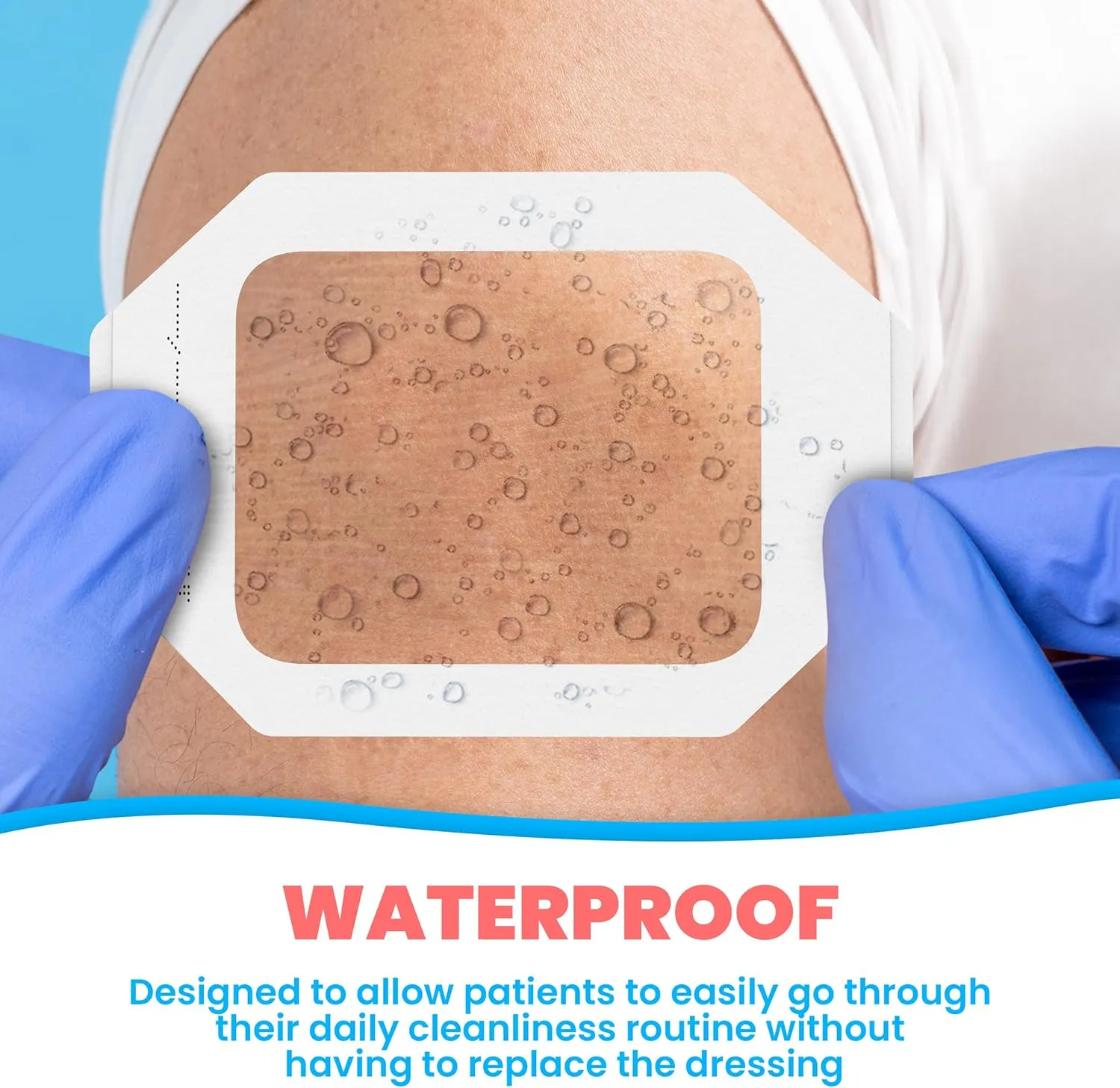 Houseables Waterproof Bandages, Transparent Film Dressing, Waterproof Bandages Post Surgical, for Wound Cover, Showering, Patches for Skin, Swimming, Tattoo, Medical, IV, Clear, 4x4 3/4, 50 Pack