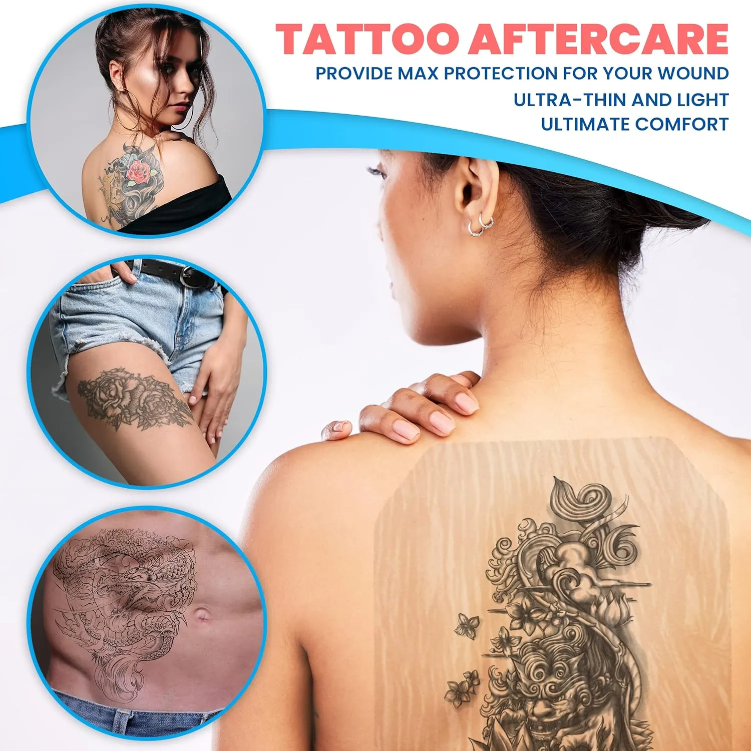 Houseables Waterproof Bandages, Transparent Film Dressing, Waterproof Bandages Post Surgical, Wound Covers for Showering, Swimming Tattoo Cover, After Surgery Protector, Clear, Large, 8x12, 10 Pack