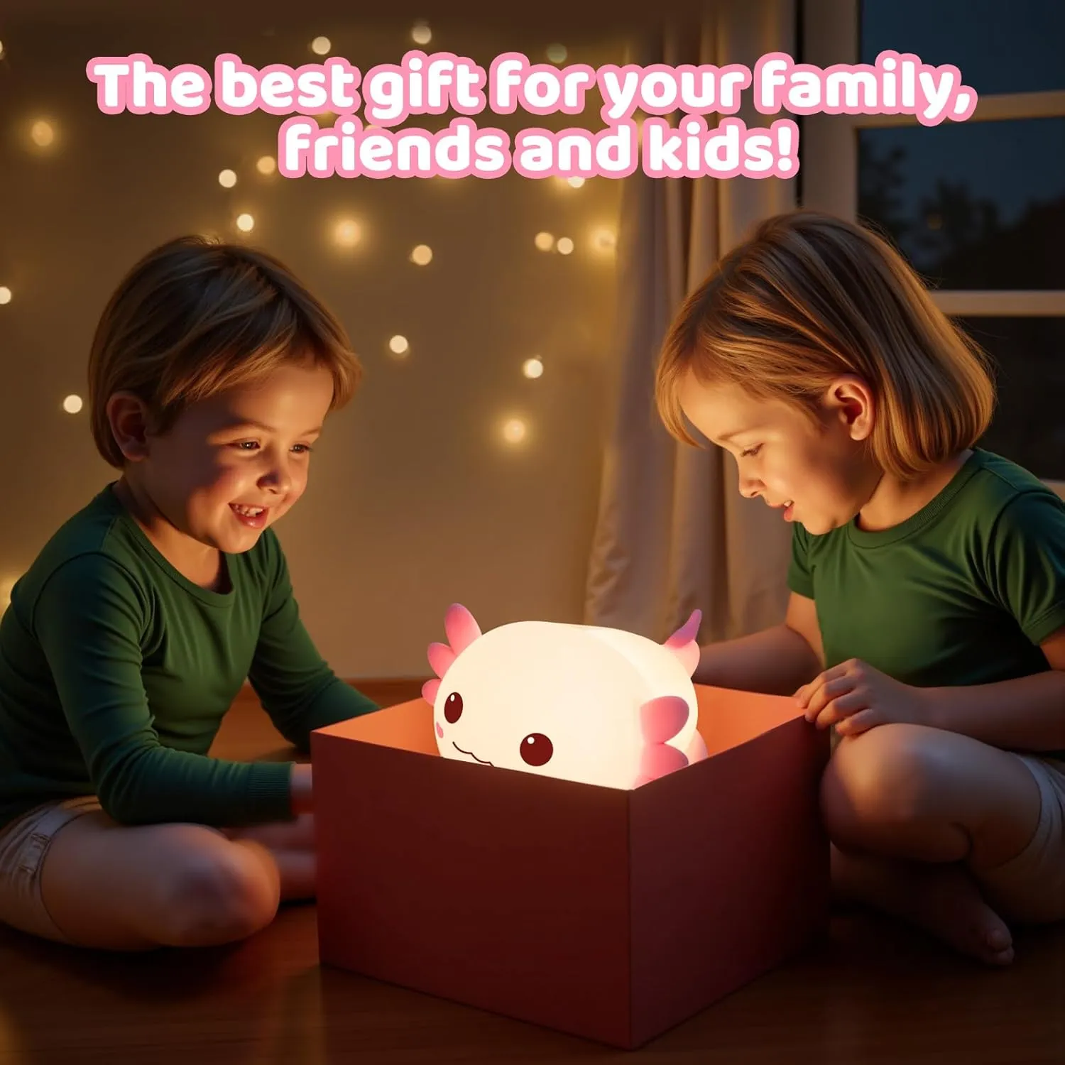 Huggwaii Squishy Axolotl Night Light for Kids – Dimmable Silicone Axolotl Lamp, 2025 Upgraded Baby Night Light, Rechargeable, 20H Battery Life, Sleep Aid Gift for Toddlers, Girls&Room Decor