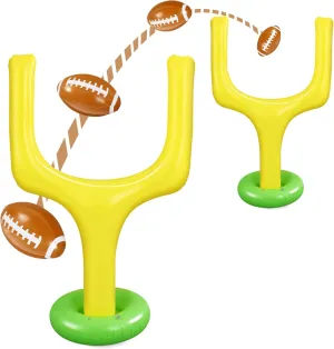 Hungdao 4 Pcs Football Party Supplies Kit Include Jumbo Inflatable Football Goal Post and Giant Blow up Footballs for Football Birthday Tailgate Decoration Backyard Game