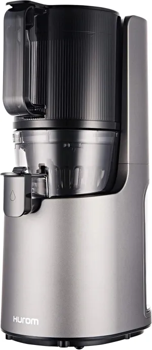 Hurom H-200 Electronic Slow Juicer Machine (Silver) - Self Feeding w Big Mouth Hopper to Fit Whole Fruits & Vegetables - Healthy Living - Easy Rinse Clean No Scrub BPA Free Easy Assembly
