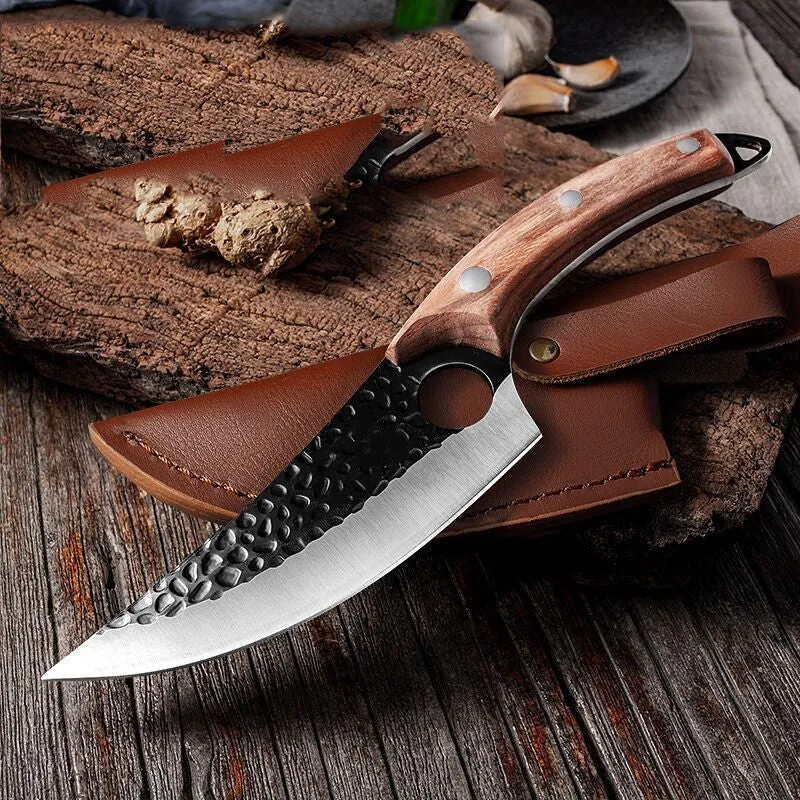 Huusk Japanese Knife – Hand-Forged Chef Knife with Leather Sheath